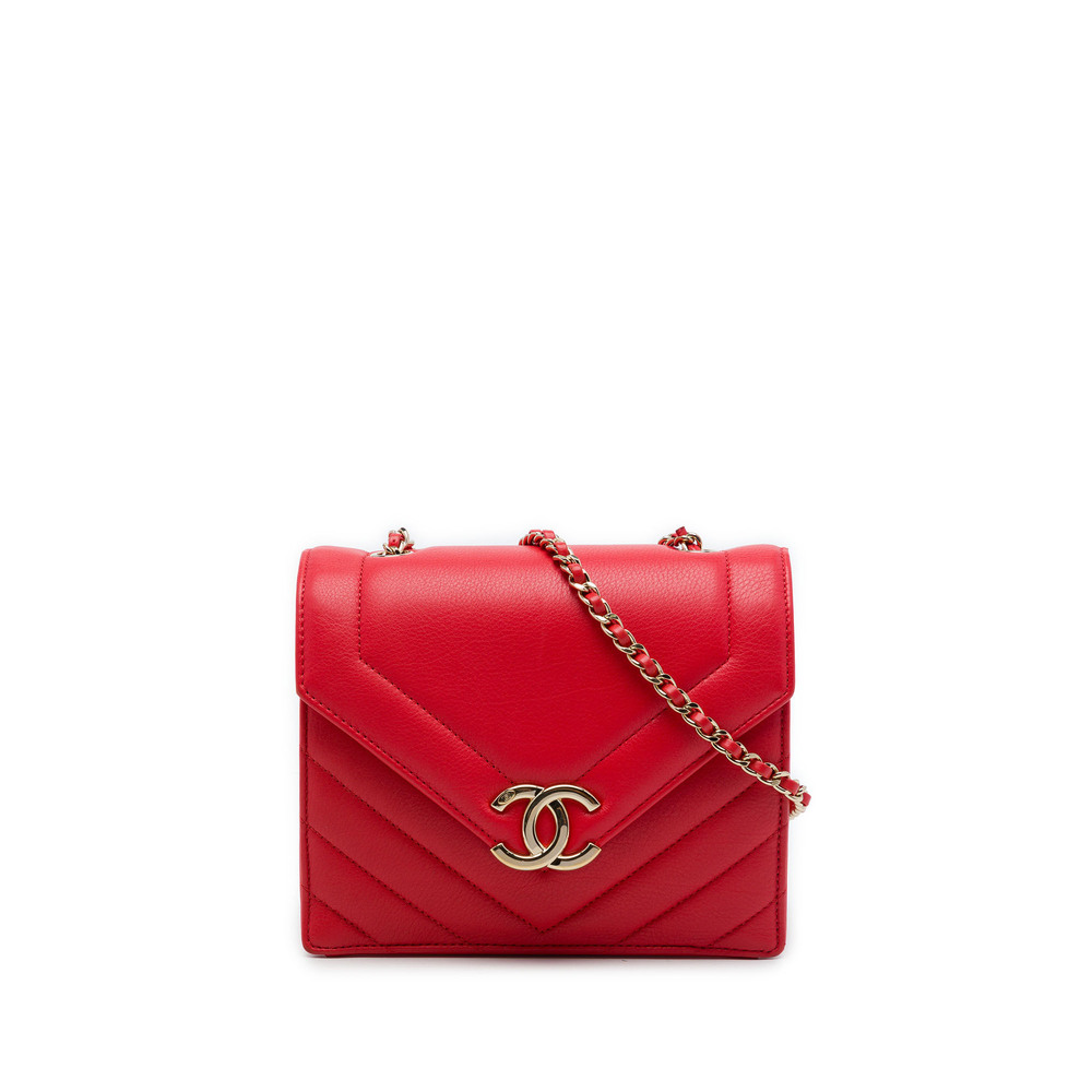 Pre-Loved Chanel Small CC Chevron Calfskin Envelope Flap